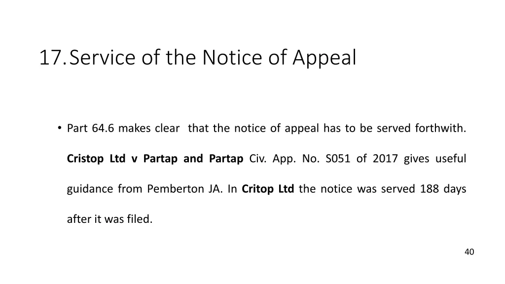 17 service of the notice of appeal