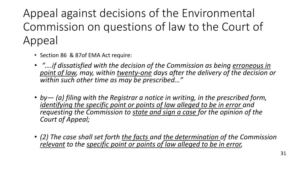 appeal against decisions of the environmental