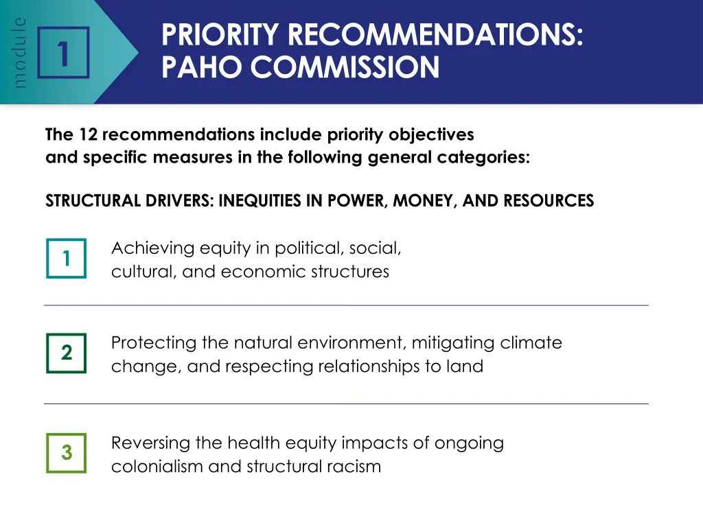 priority recommendations paho commission