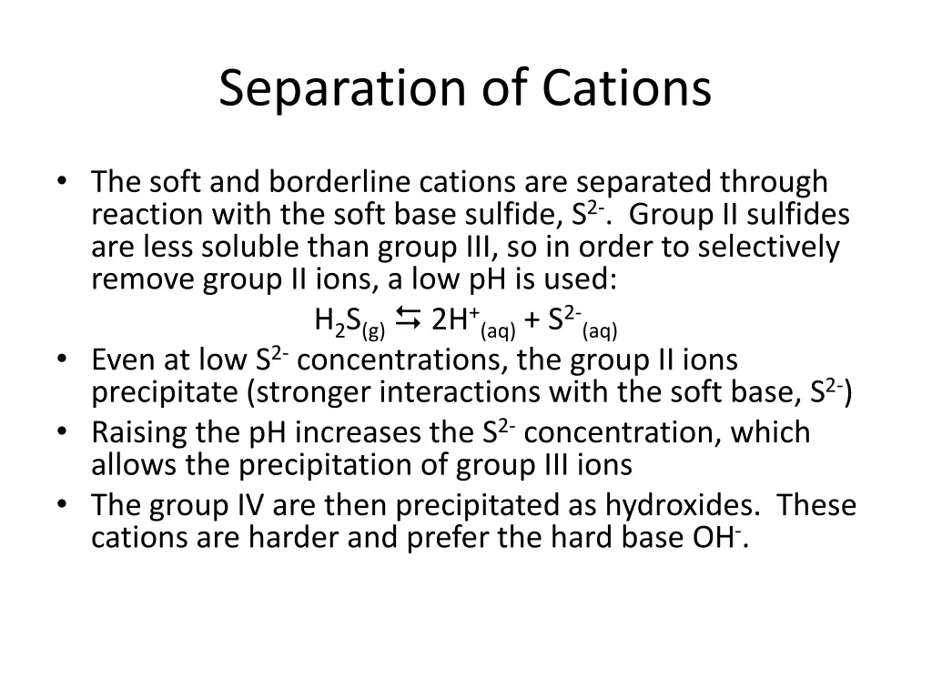 separation of cations