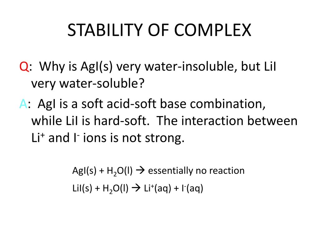 stability of complex