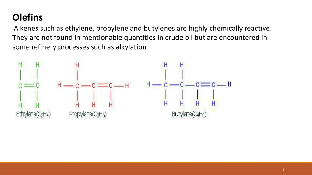 olefins alkenes such as ethylene propylene