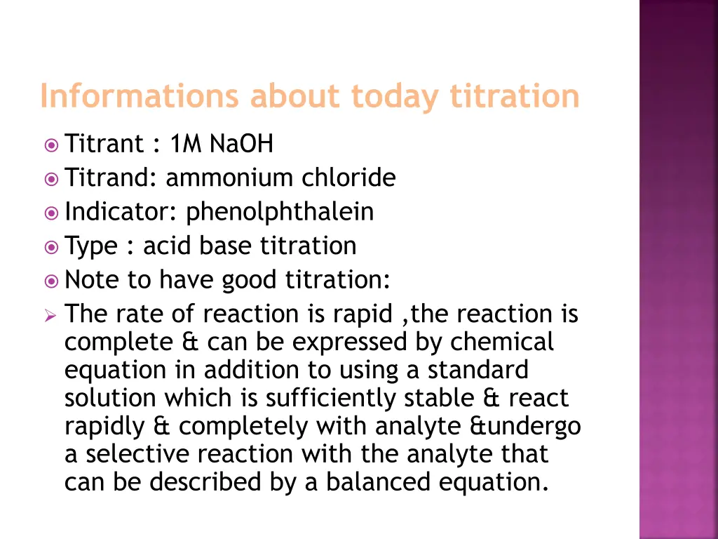 informations about today titration