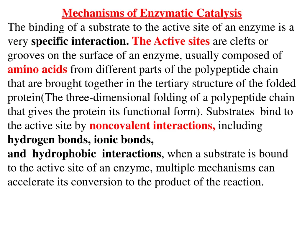 mechanisms of enzymatic catalysis the binding