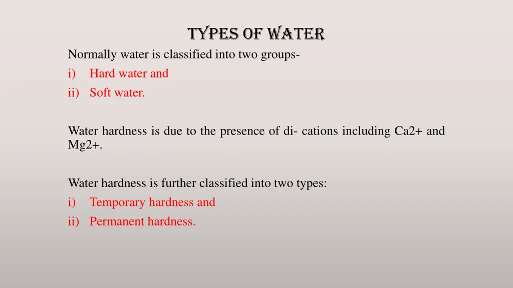 types of water