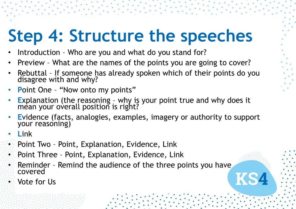 step 4 structure the speeches introduction