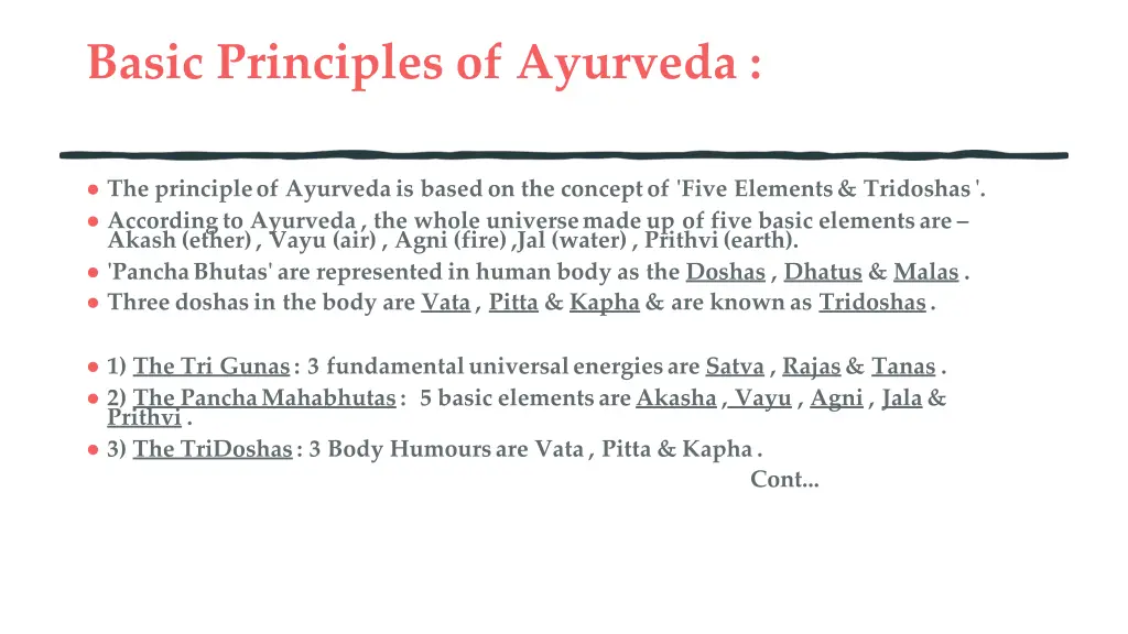 basic principles of ayurveda