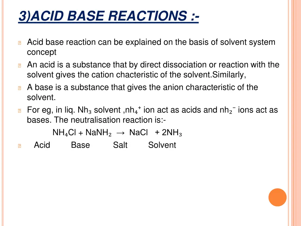 3 acid base reactions