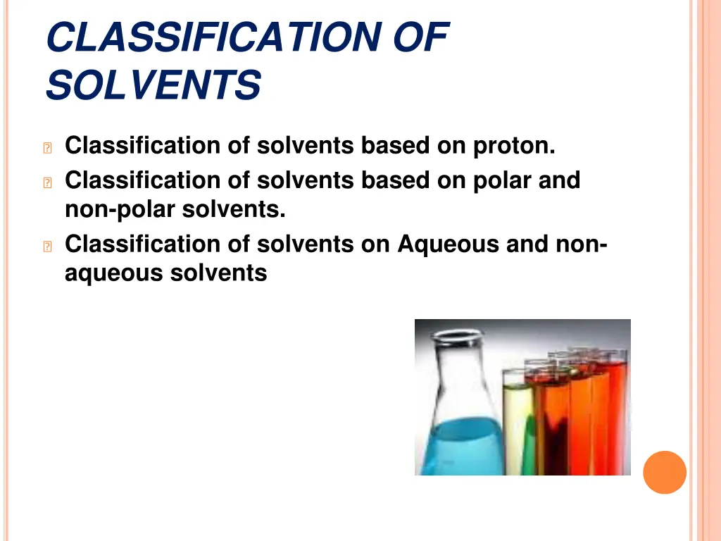 classification of solvents