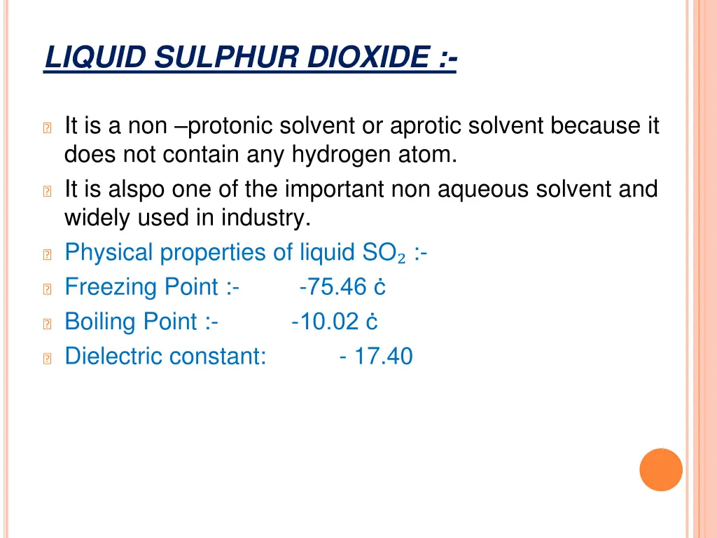 liquid sulphur dioxide