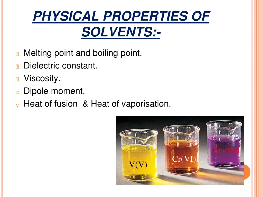 physical properties of solvents