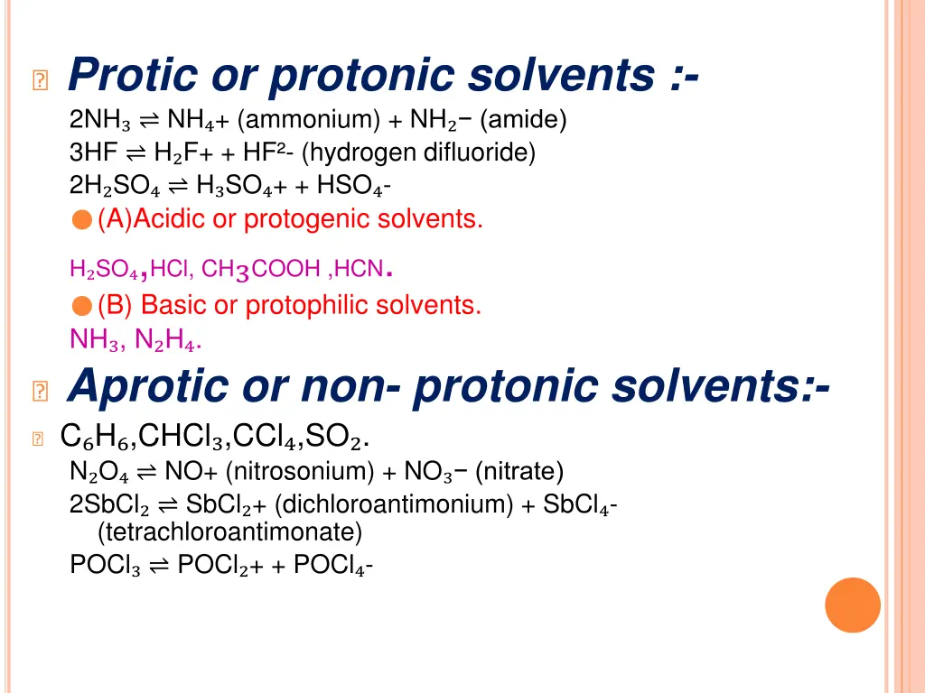 protic or protonic solvents 2nh nh ammonium