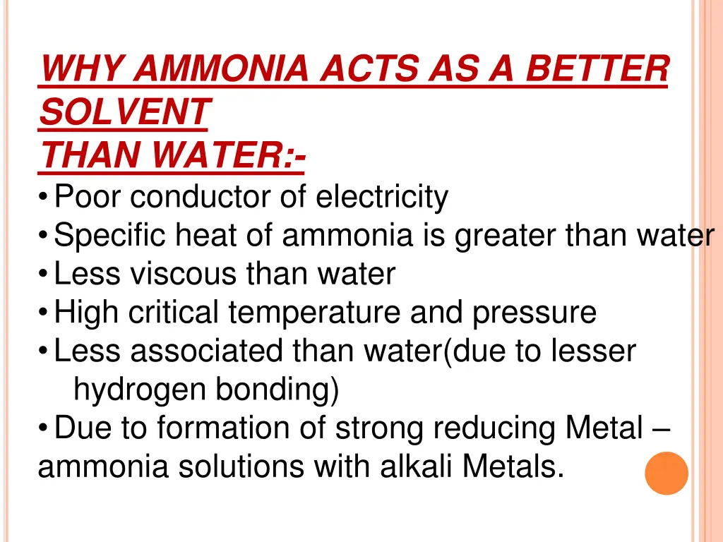 why ammonia acts as a better solvent than water