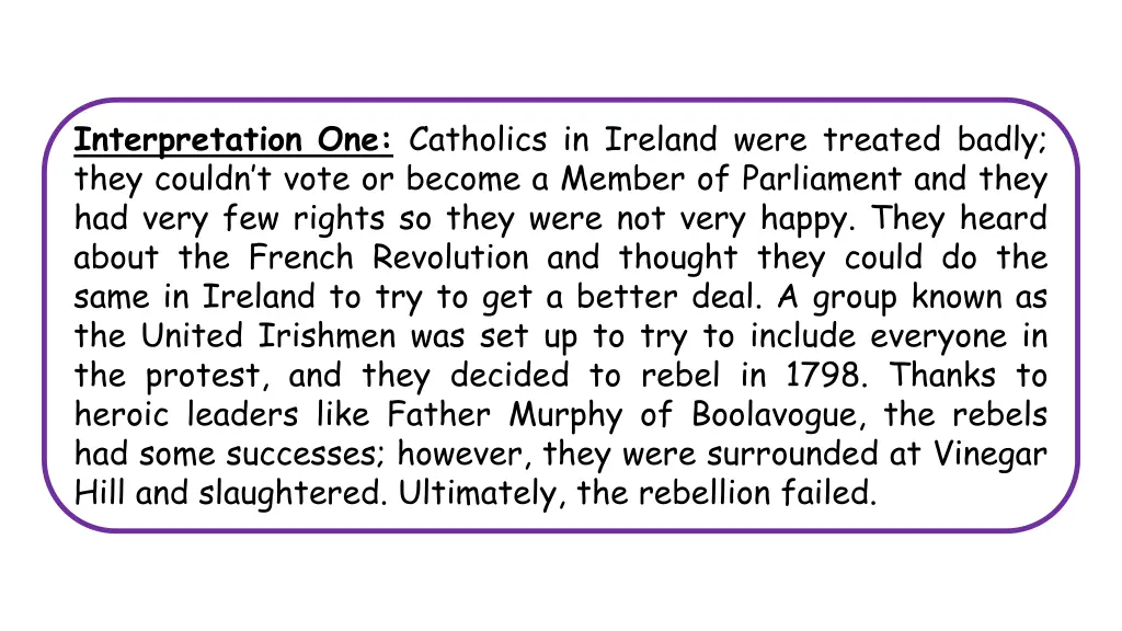 interpretation one catholics in ireland were