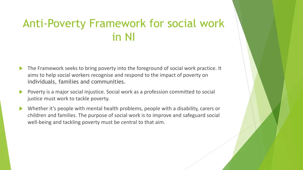 anti poverty framework for social work in ni