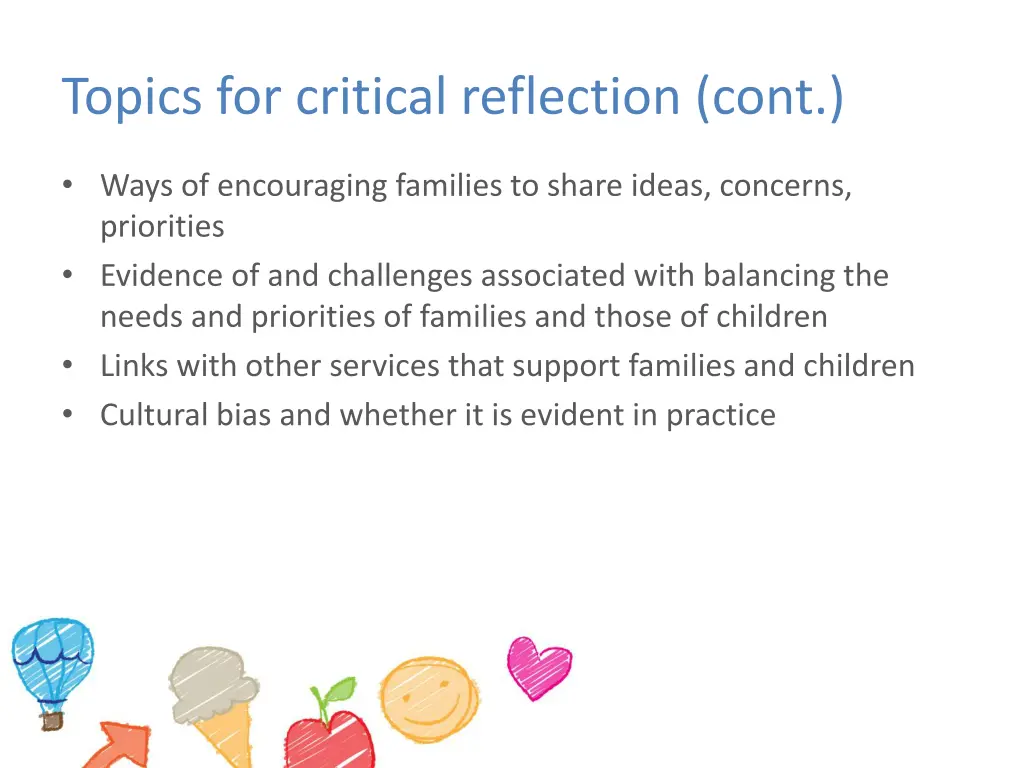 topics for critical reflection cont