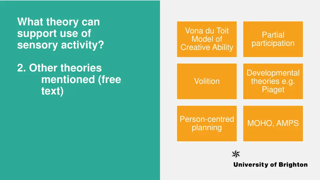 what theory can support use of sensory activity 1