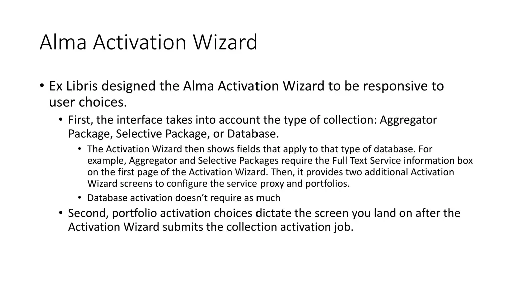 alma activation wizard