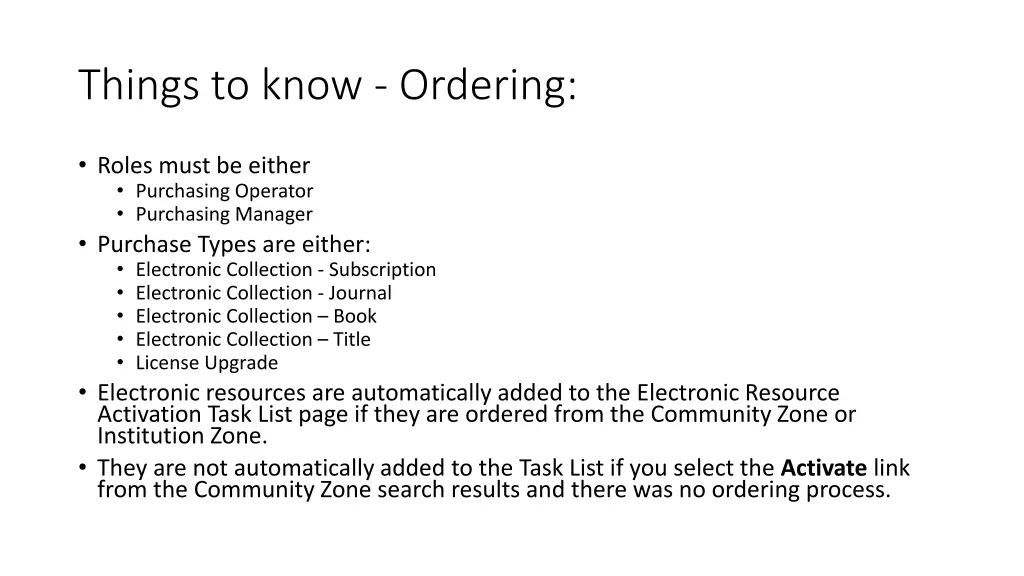 things to know ordering