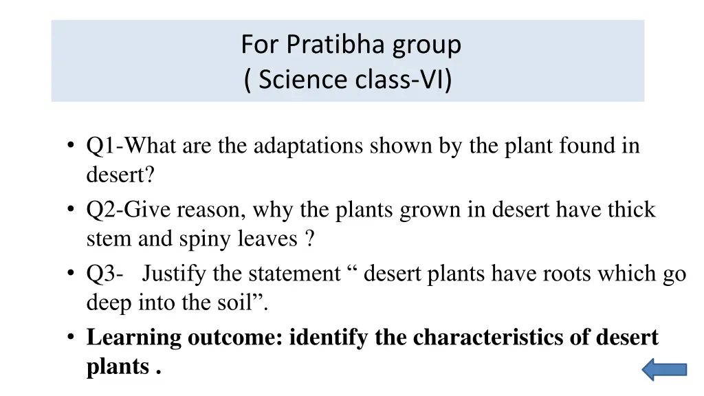 for pratibha group science class vi