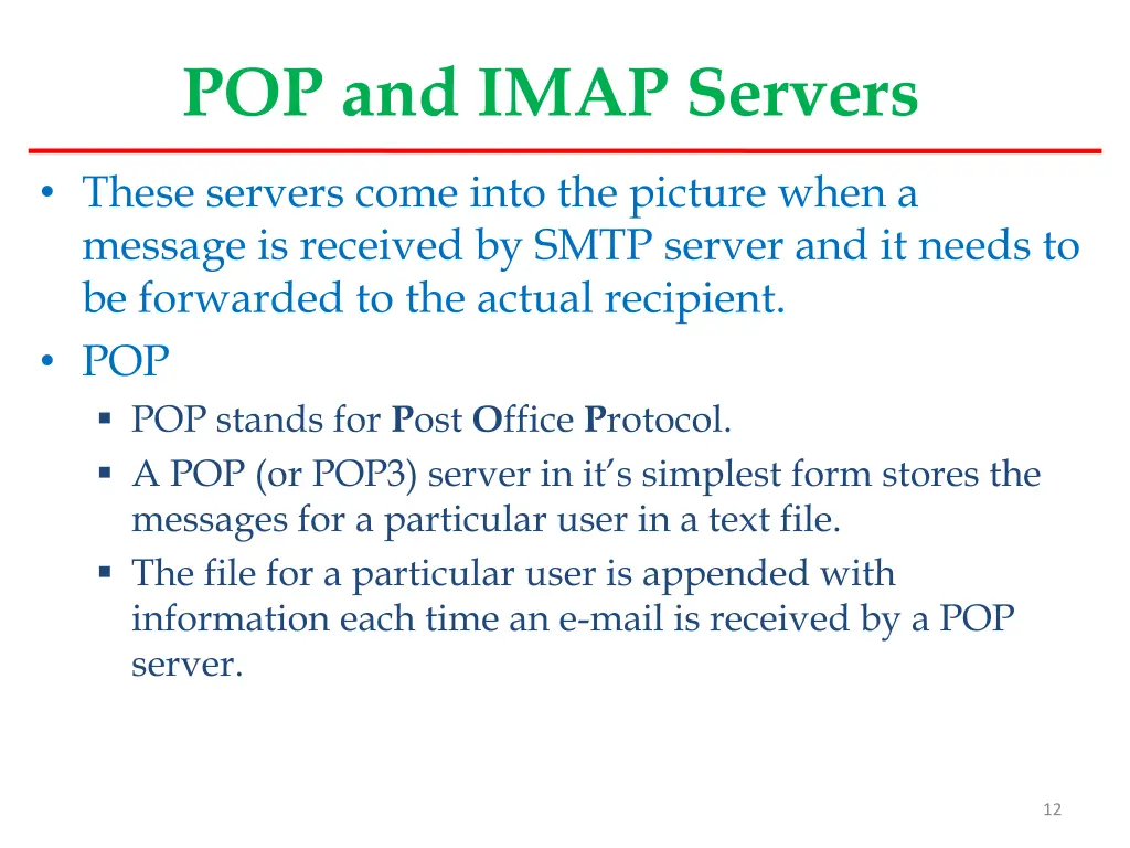 pop and imap servers