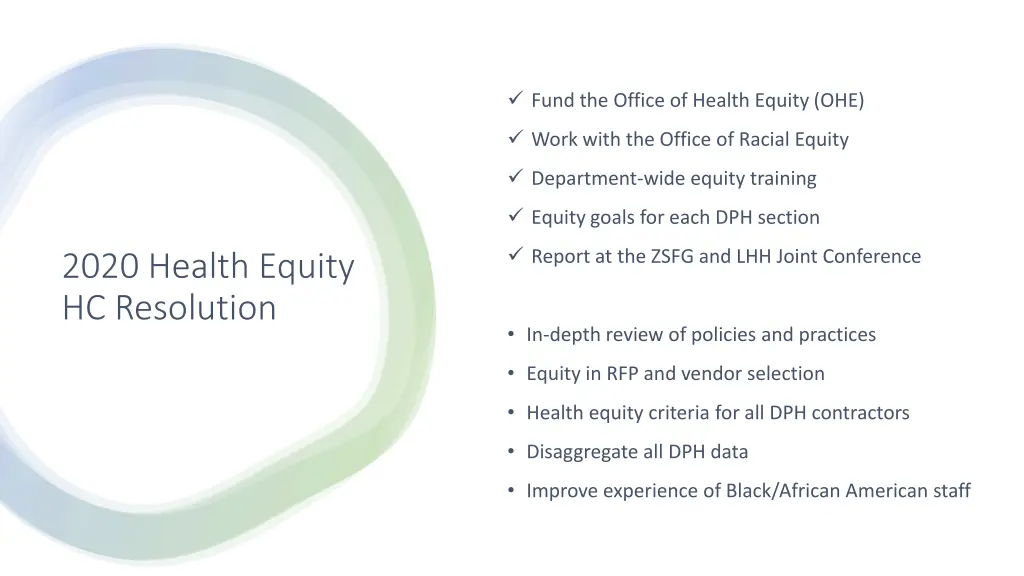 fund the office of health equity ohe