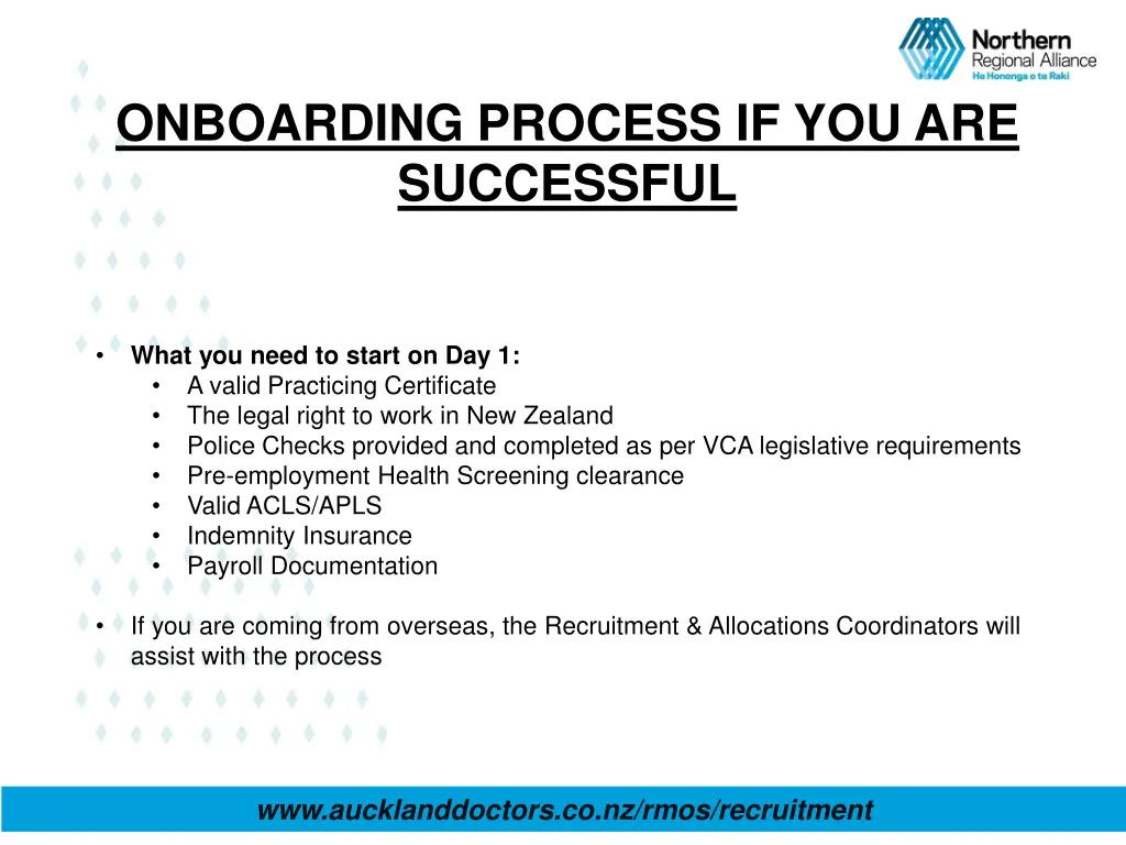 onboarding process if you are successful