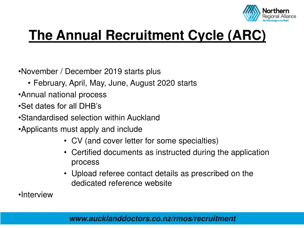 the annual recruitment cycle arc