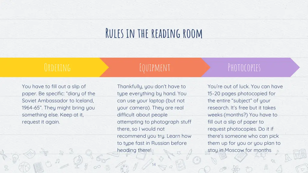 rules in the reading room