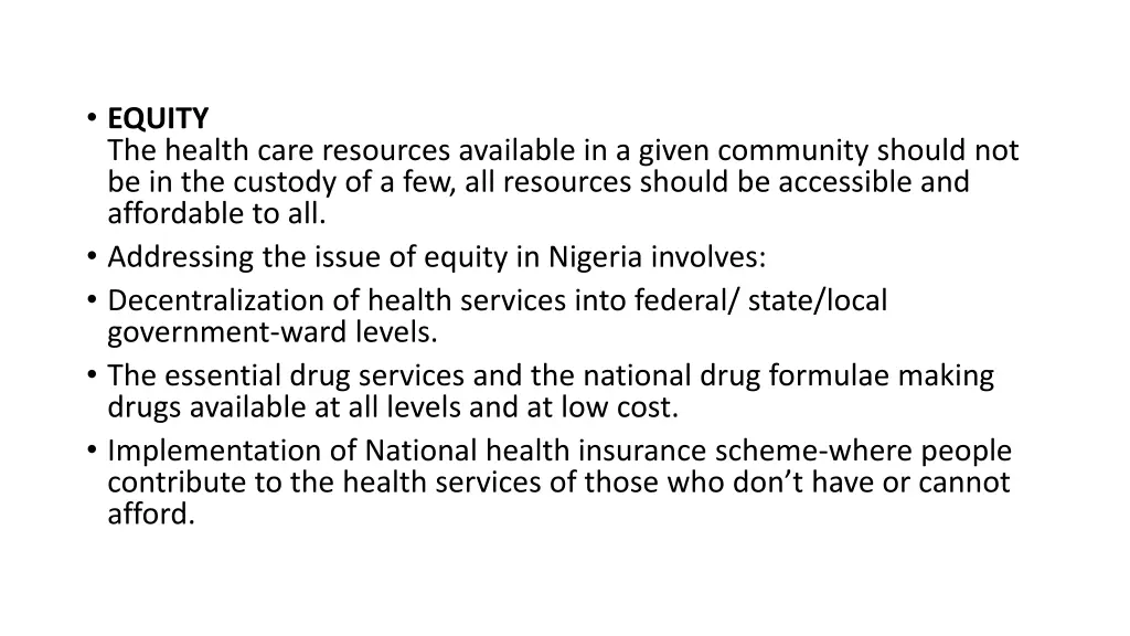 equity the health care resources available