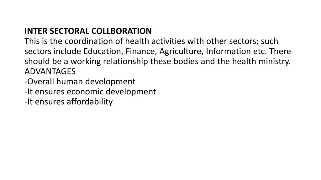 inter sectoral collboration this