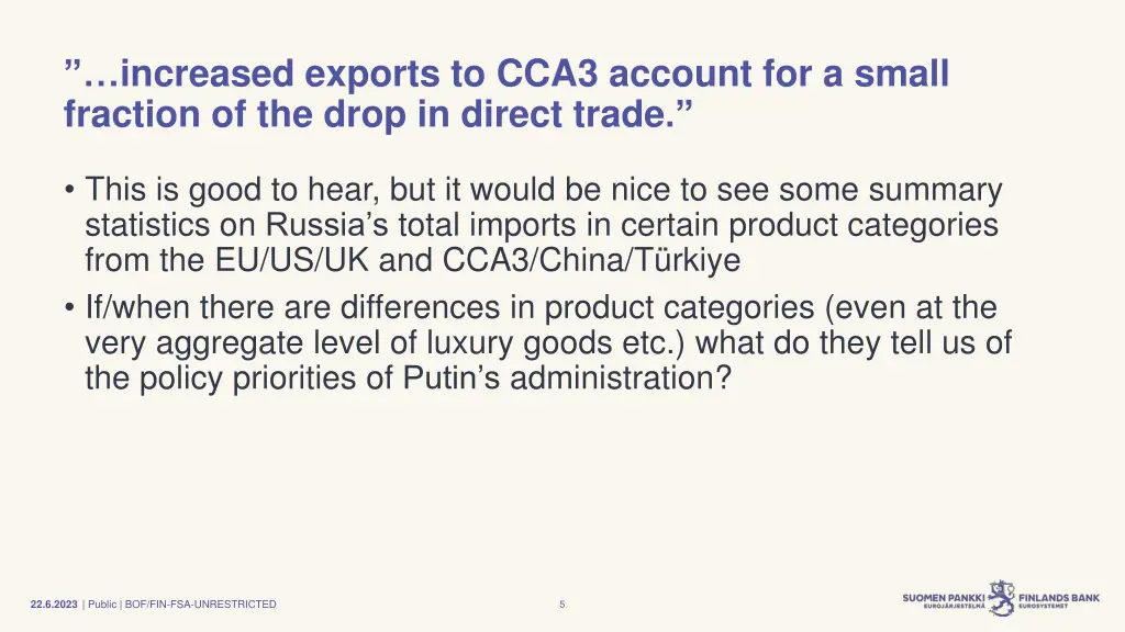 increased exports to cca3 account for a small