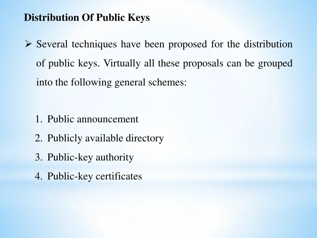 distribution of public keys