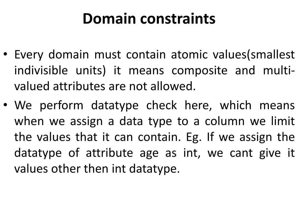 domain constraints