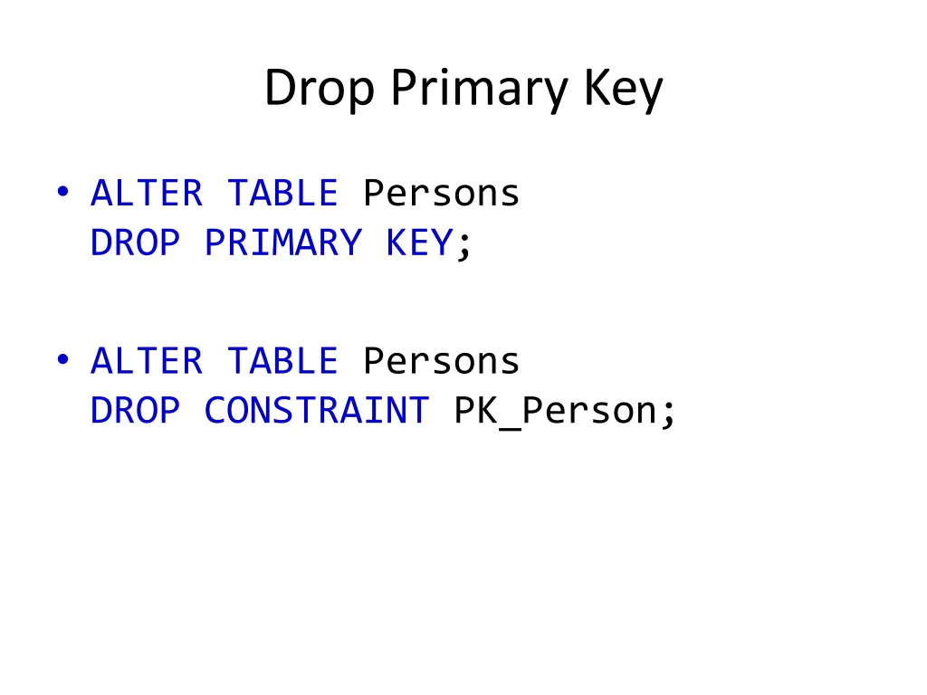 drop primary key