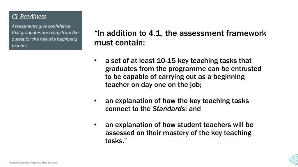 in addition to 4 1 the assessment framework must