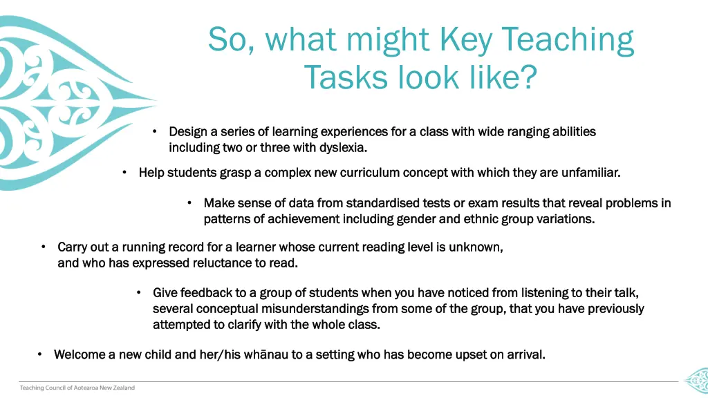 so what might key teaching tasks look like