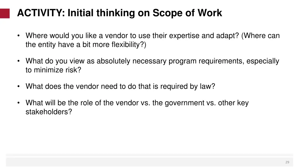 activity initial thinking on scope of work