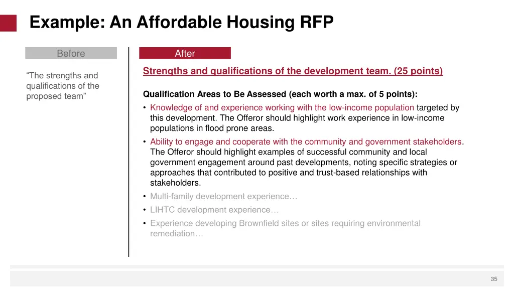 example an affordable housing rfp