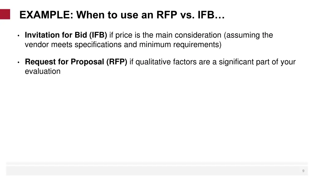 example when to use an rfp vs ifb