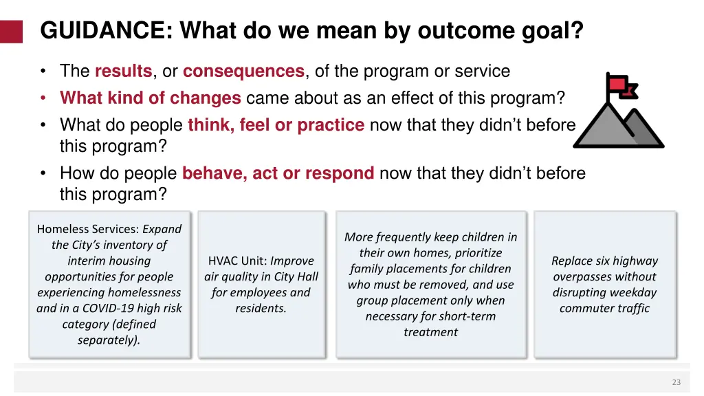 guidance what do we mean by outcome goal