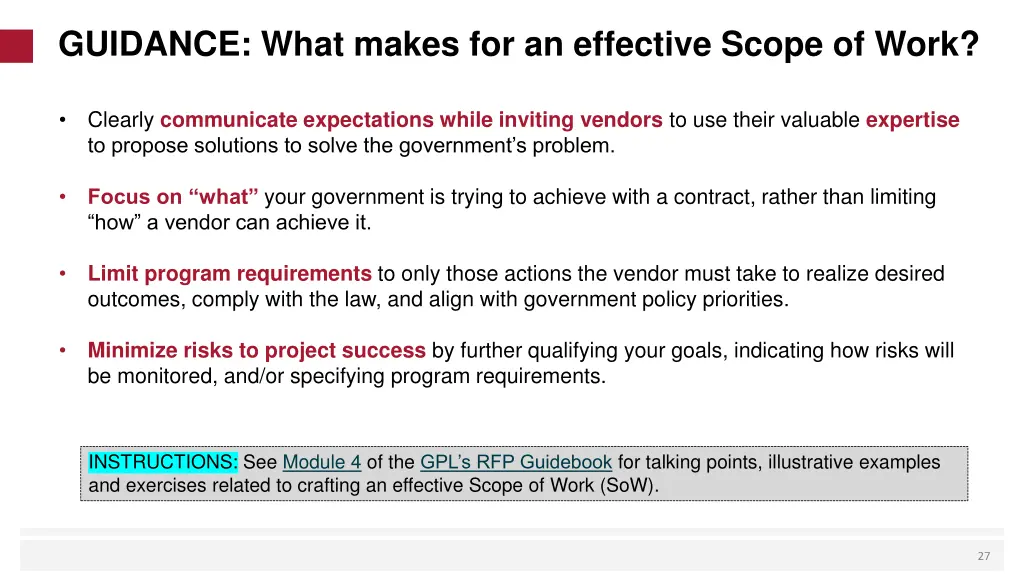 guidance what makes for an effective scope of work