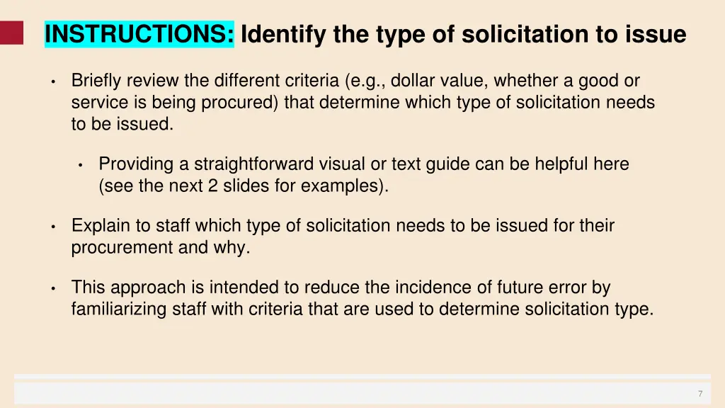 instructions identify the type of solicitation