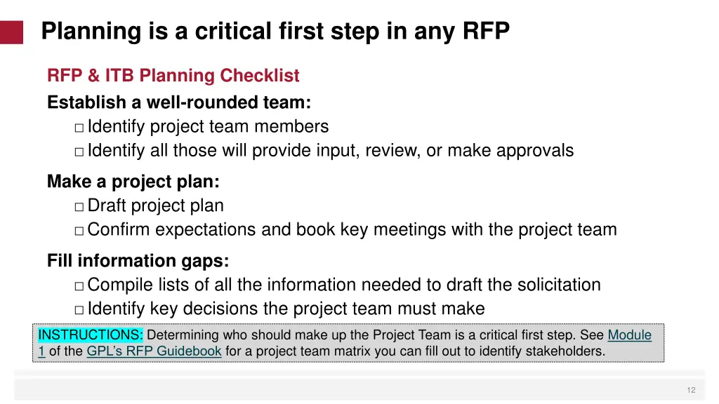 planning is a critical first step in any rfp