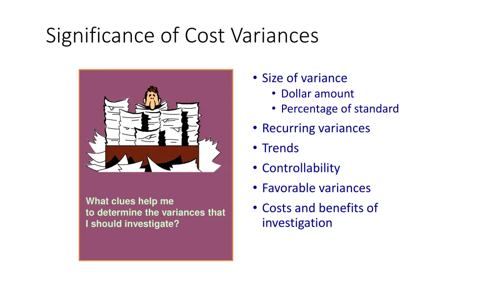 significance of cost variances