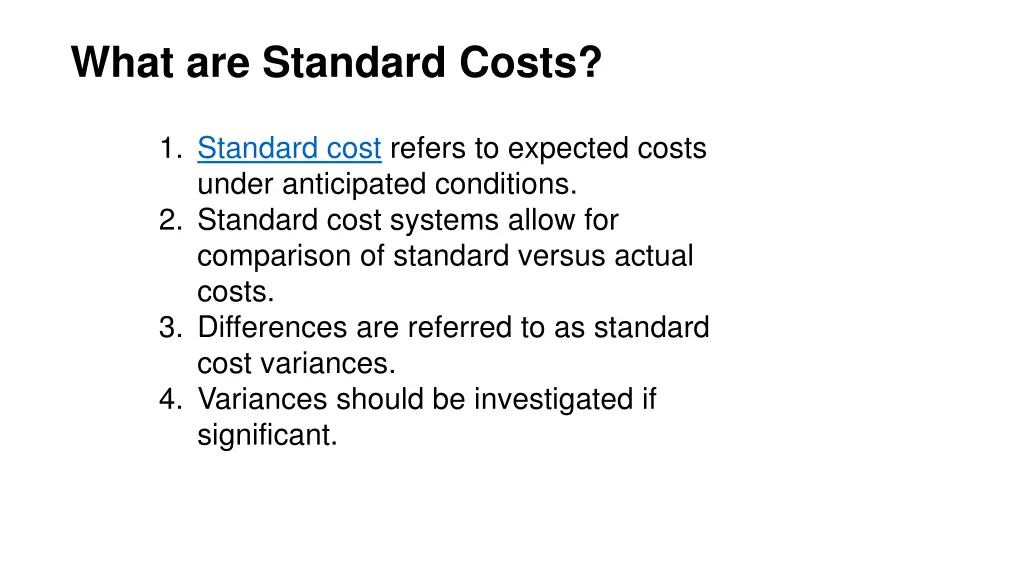 what are standard costs