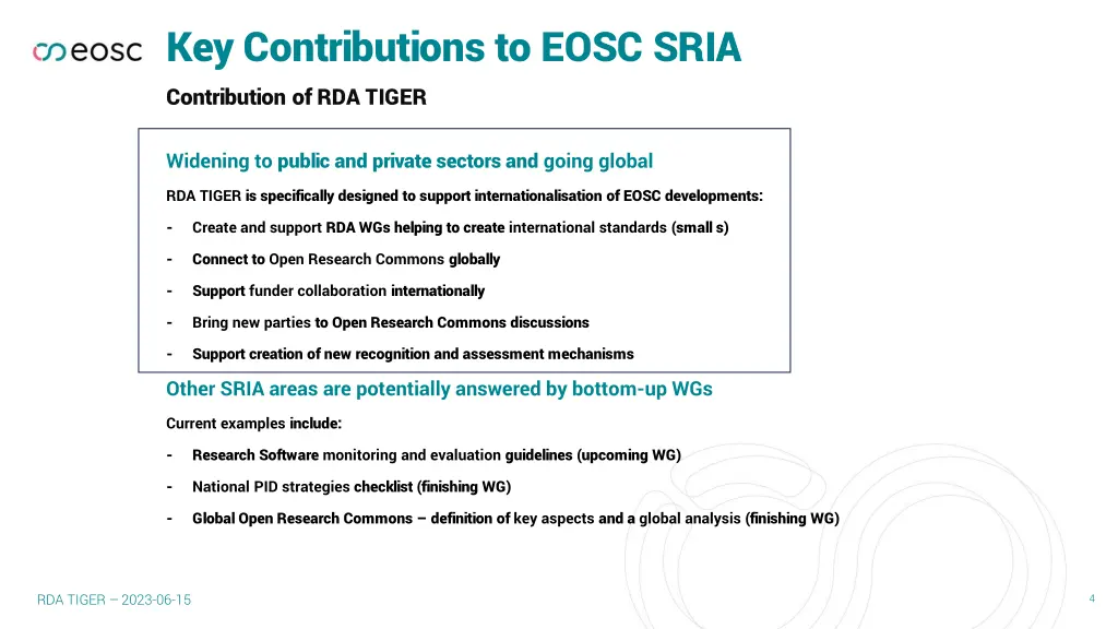 key contributions to eosc sria contribution