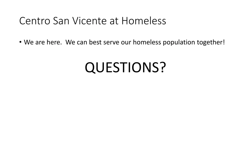 centro san vicente at homeless