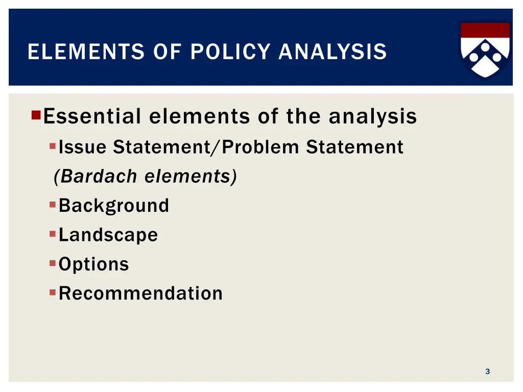 elements of policy analysis