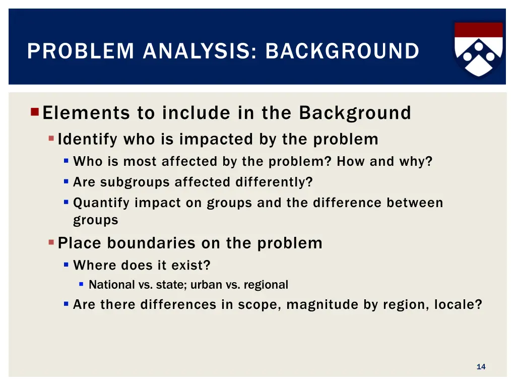 problem analysis background